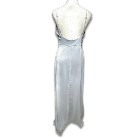 Lovely Maxi Dress Center Slit Adjustable Straps V-Neckline Light Blue W 8 NWOT - Picture 5 of 9